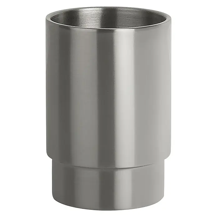 Spirella Zahnputzbecher Nyo - Ø x H: 6,5 x 9,5 cm, Edelstahl, Gebürstet, Silber - Vorderansicht