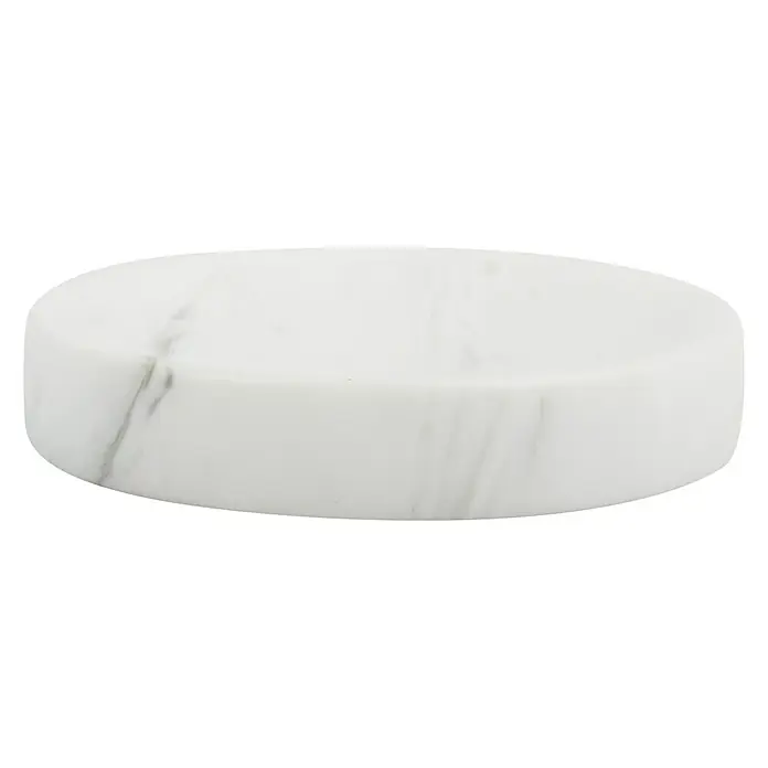 Spirella Seifenschale Sana - Ø x H: 12 x 2,3 cm, Marmor, Weiß - Vorderansicht