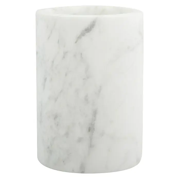 Spirella Zahnputzbecher Sana - Ø x H: 7,2 x 10,2 cm, Marmor, Weiß - Vorderansicht