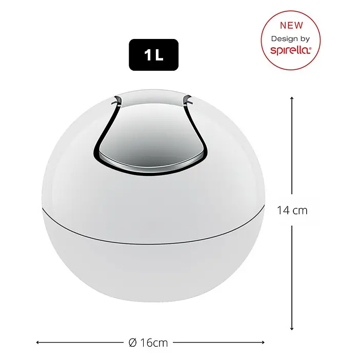 Spirella Kosmetikeimer Bowl - Fassungsvermögen: 1 l, Polypropylen, Weiß, Glänzend - Skizze
