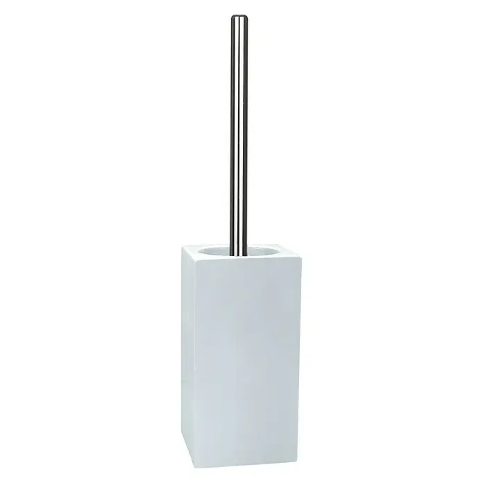 Spirella WC-Bürstengarnitur Quadro - L x B x H: 11,5 x 11,5 x 45 cm, Porzellan, Weiß - Diagonale Ansicht