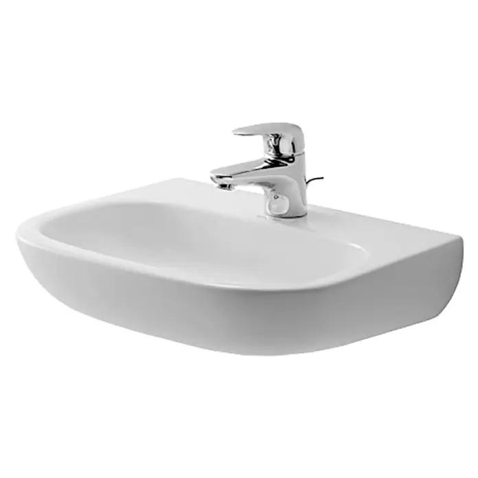 Duravit D-Code Waschbecken Med - 45 x 34 cm, Ohne Spezialglasur, Hahnloch: Mitte, Ohne Überlauf, Weiß - Vorderansicht