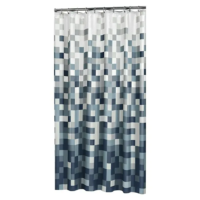 Sealskin Douchegordijn Pixel - 180 x 200 cm, Zwart, Grijs, Wit - Vooraanzicht