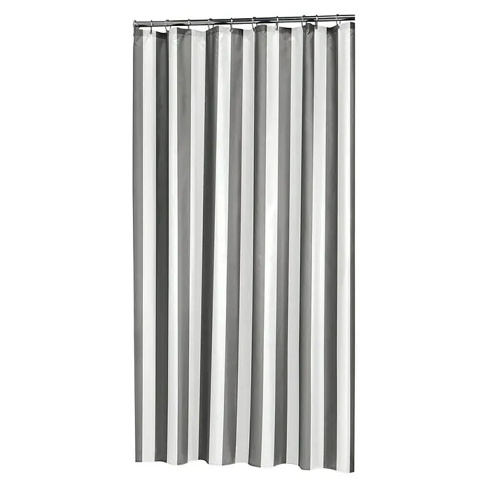 Sealskin Douchegordijn Linje - 180 x 200 cm, Grijs, Wit - Vooraanzicht
