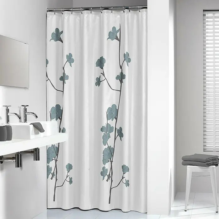 Sealskin Douchegordijn Orchid - 180 x 200 cm, Blauw, Wit - Sfeeropname
