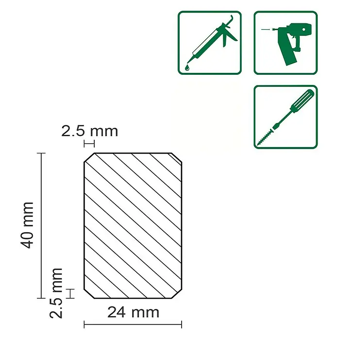 Rahmenholz wood-pro - 2.400 x 40 x 24 mm, Fichte - Skizze