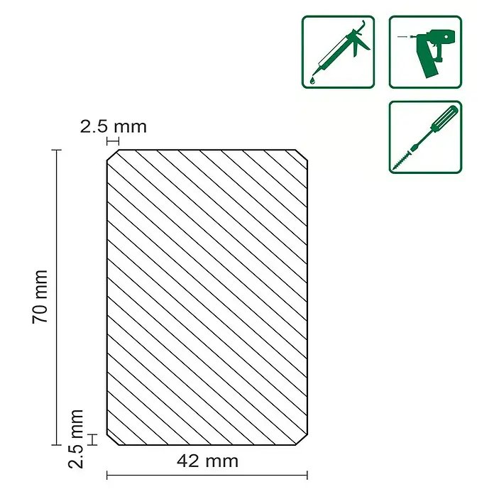 Rahmenholz wood-pro - 2.400 x 70 x 42 mm, Fichte - Skizze