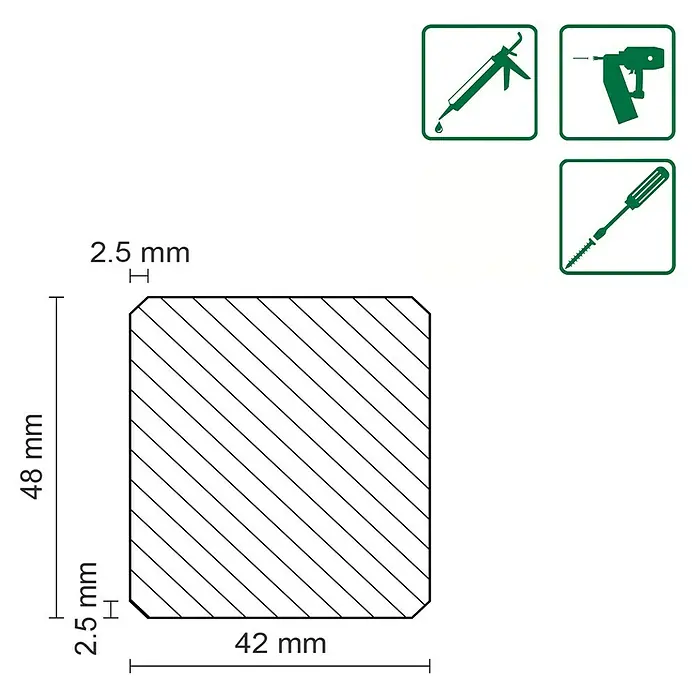 Rahmenholz wood-pro - 2.400 x 48 x 42 mm, Fichte - Skizze