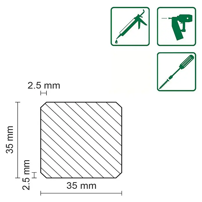 Rahmenholz wood-pro - 2.400 x 35 x 35 mm, Fichte - Skizze