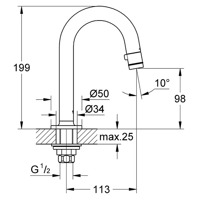 Grohe Fonteinkraan Universal - Supersteel, Mat - Blauwdruk