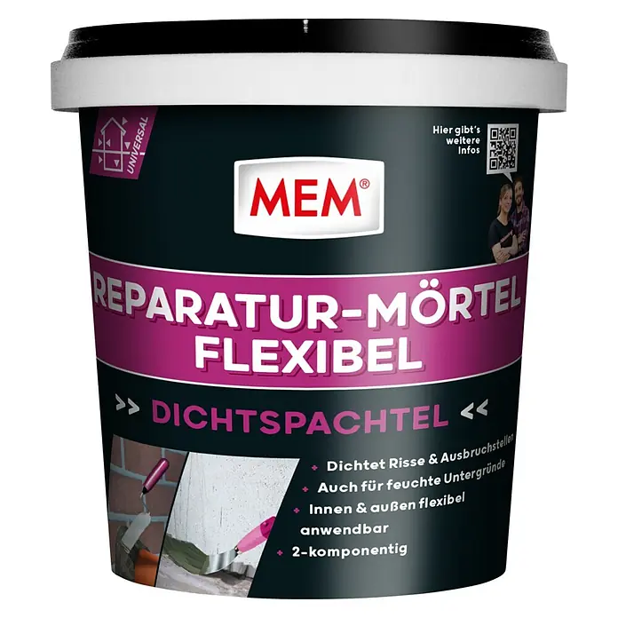 MEM Gummi-Mörtel - 1 kg, Lösemittelfrei - Vorderansicht