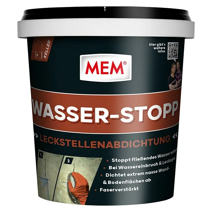 MEM Wasser-Stopp - 1 kg, Lösemittelfrei - Vorderansicht