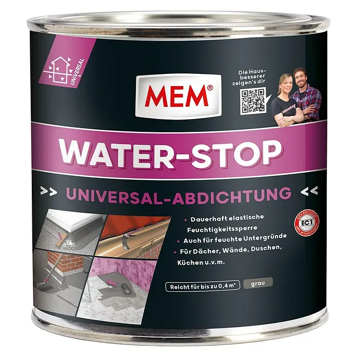 MEM Wasserstop - 1 kg, Lösemittelfrei, Bitumenfrei, Isocyanatfrei - Vorderansicht