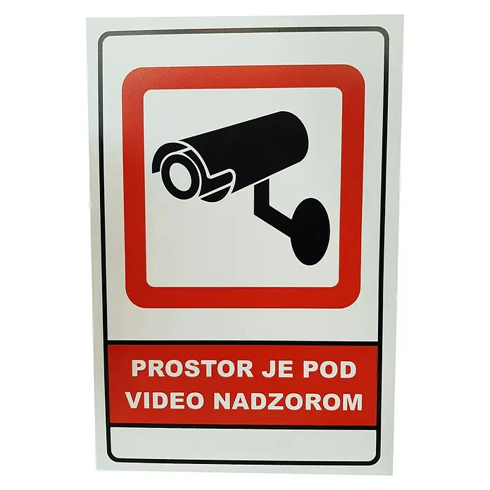 Pločica sa simbolom Prostor je pod video nadzorom - Š x V: 20 x 29,5 cm, Plastika - Pogled sprijeda