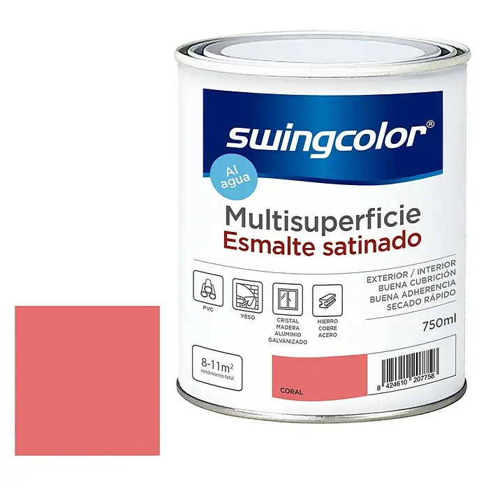 swingcolor Esmalte de color Multisuperficie - Coral, 750 ml, Satinado - Información del producto