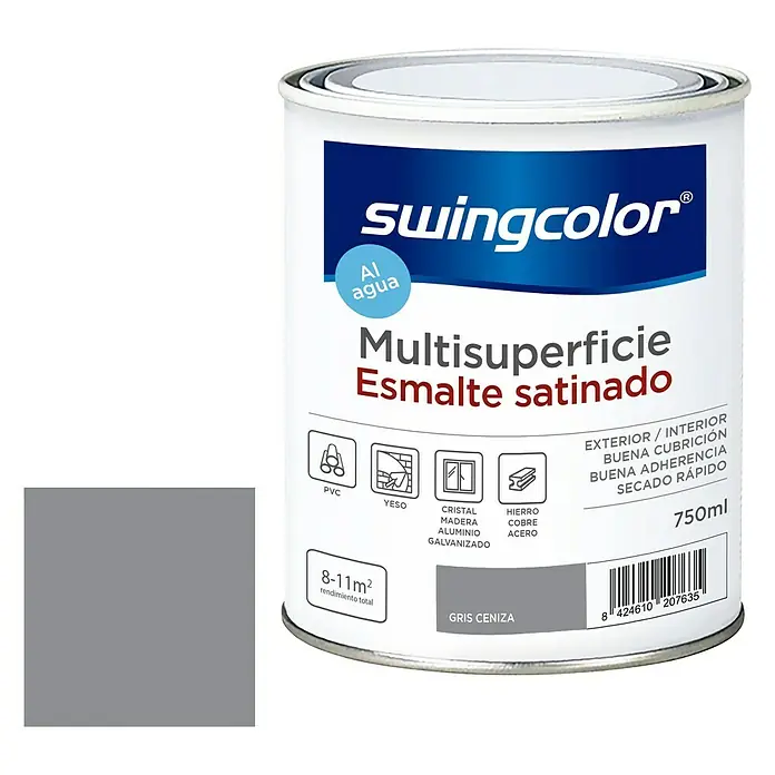 swingcolor Esmalte de color Multisuperficie - Gris ceniza, 750 ml, Satinado - Información del producto
