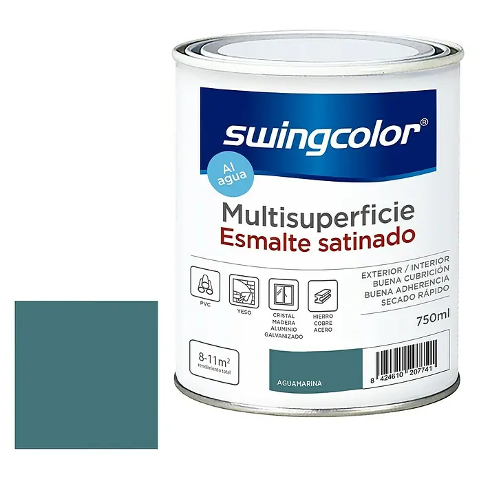 swingcolor Esmalte de color Multisuperficie - Agua marina, 750 ml, Satinado - Información del producto