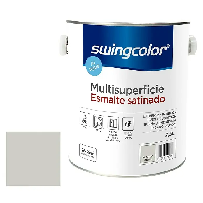 swingcolor Esmalte de color Multisuperficie - Blanco roto, 2,5 l, Satinado - Información del producto