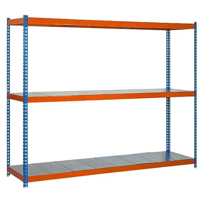 Simonrack Simonforte Estantería para cargas pesadas Metal - L x An x Al: 60 x 120 x 150 cm, Capacidad de carga: 600 kg/balda, Número de baldas: 3 ud., Azul/Naranja - Vista angular