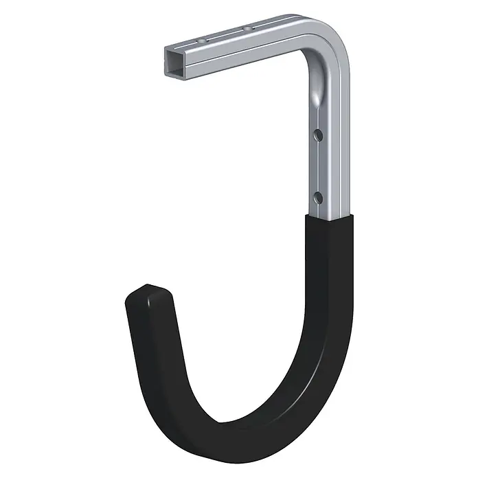 Kantoflex Coaxis Haken - 115 x 140 mm, Aluminium, Gummiert, Traglast: 30 kg, Passend für: Coaxis Profile - Diagonale Ansicht
