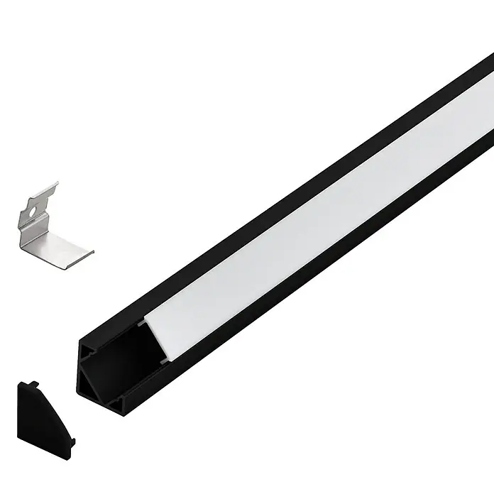 Eglo Profil Corner Profile 2 - 100 x 1,8 x 1,8 cm, Schwarz, Weiß, Aluminium - Vorderansicht