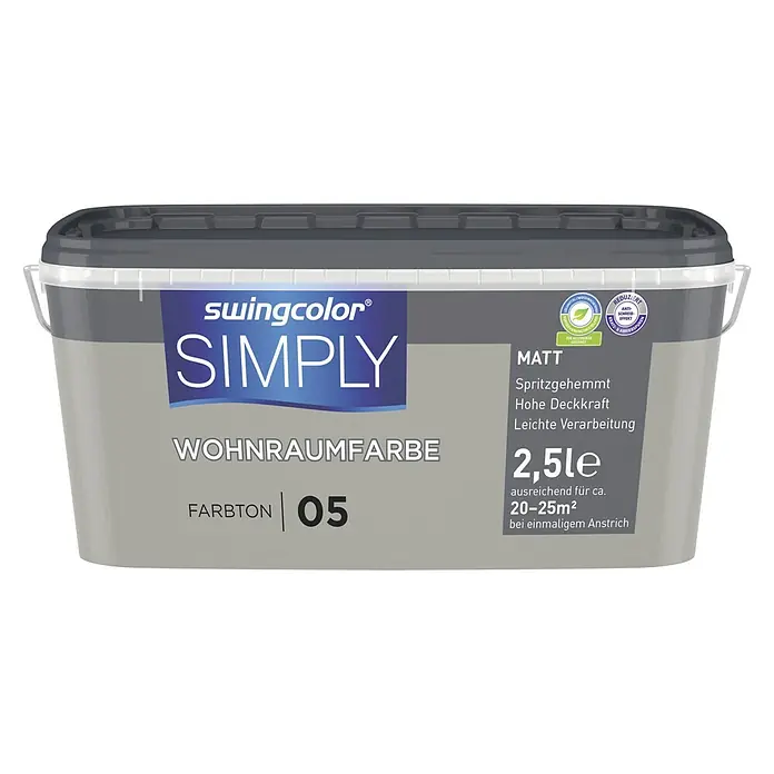swingcolor Wandfarbe SIMPLY Beige - Beige - Nr. 05, 2,5 l, Matt - Vorderansicht