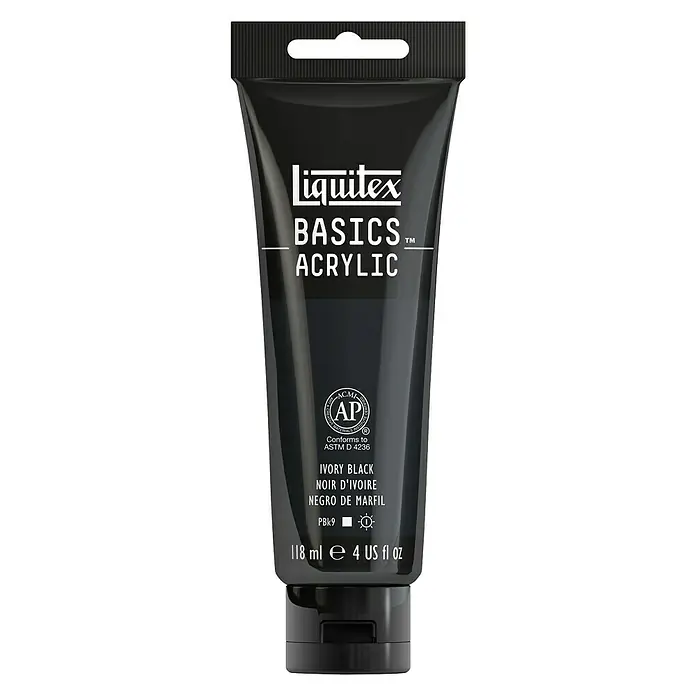 Liquitex Basics Akrilna boja - Boja: Bjelokosno crno, 118 ml, Tuba - Pogled sprijeda