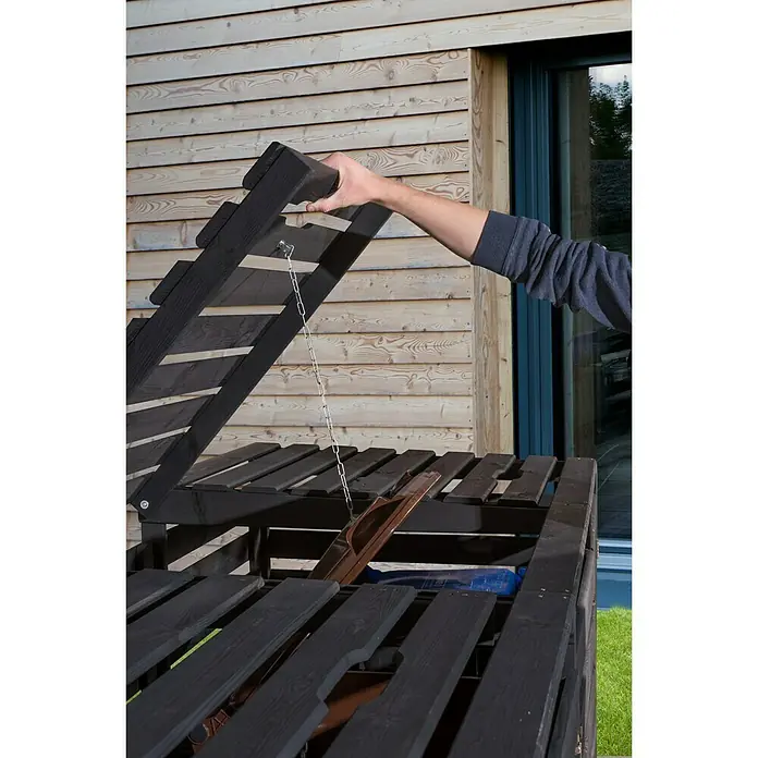 Weka Mülltonnenbox - Außenbreite inkl. Dachüberstand: 219 cm, Außentiefe inkl. Dachüberstand: 92 cm, Holz, Anthrazit, Geeignet für Anzahl Mülltonnen: 3 Stk. - Detailaufnahme