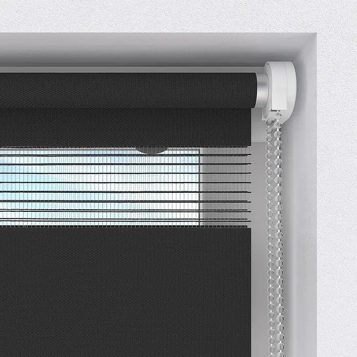 Doppelrollo Basic - B x H: 100 x 150 cm, Schwarz - Detailaufnahme