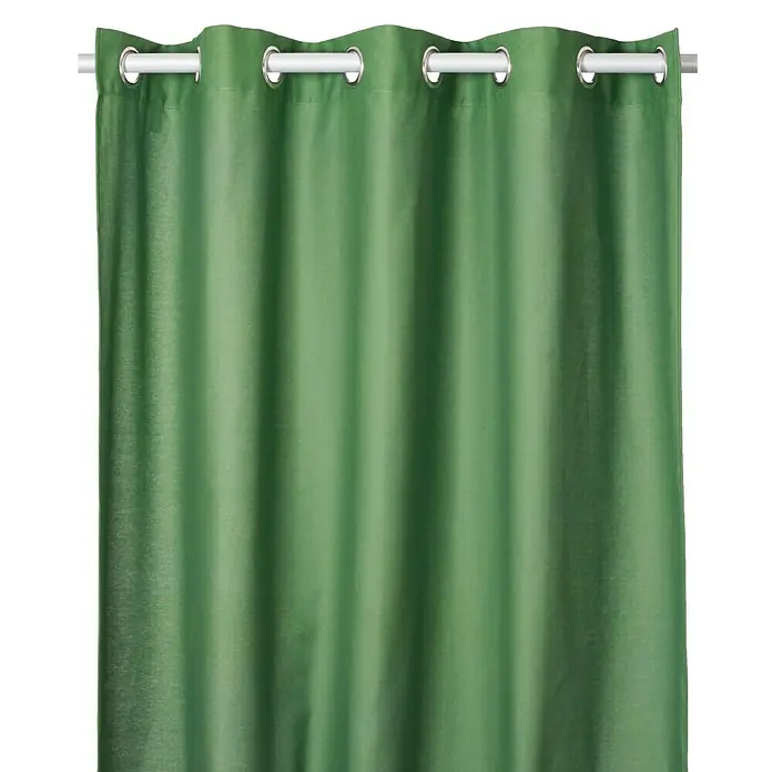 Cortina con ollaos Panamá - 140 x 260 cm, 100% algodón, Verde