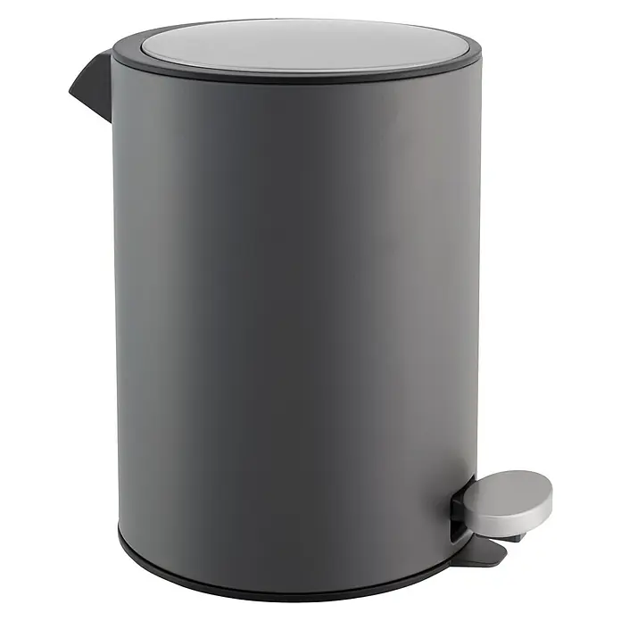 Diaqua Treteimer Elegance - Ø x H: 19,1 x 25,9 cm, Fassungsvermögen: 3 l, Stahl, Anthrazit - Diagonale Ansicht