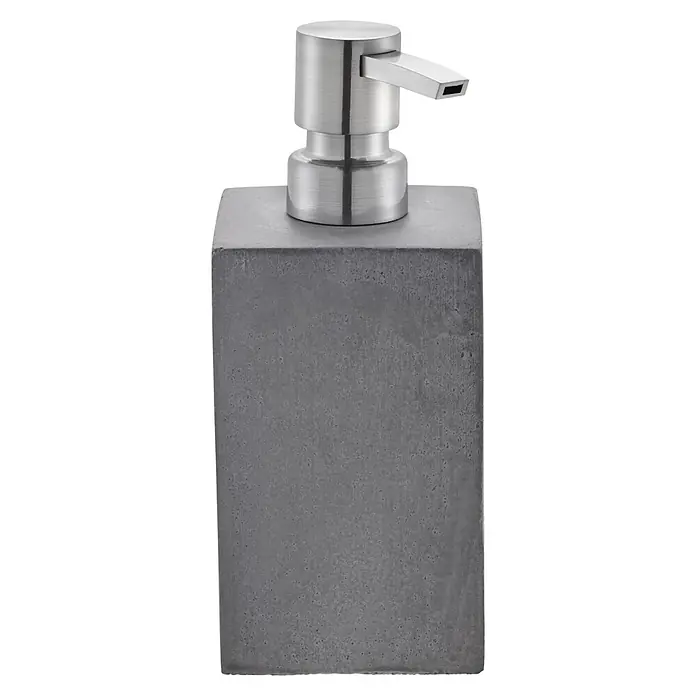 Diaqua Seifenspender Cement - L x B x H: 7 x 7 x 17 cm, Zement, Dunkelgrau - Vorderansicht