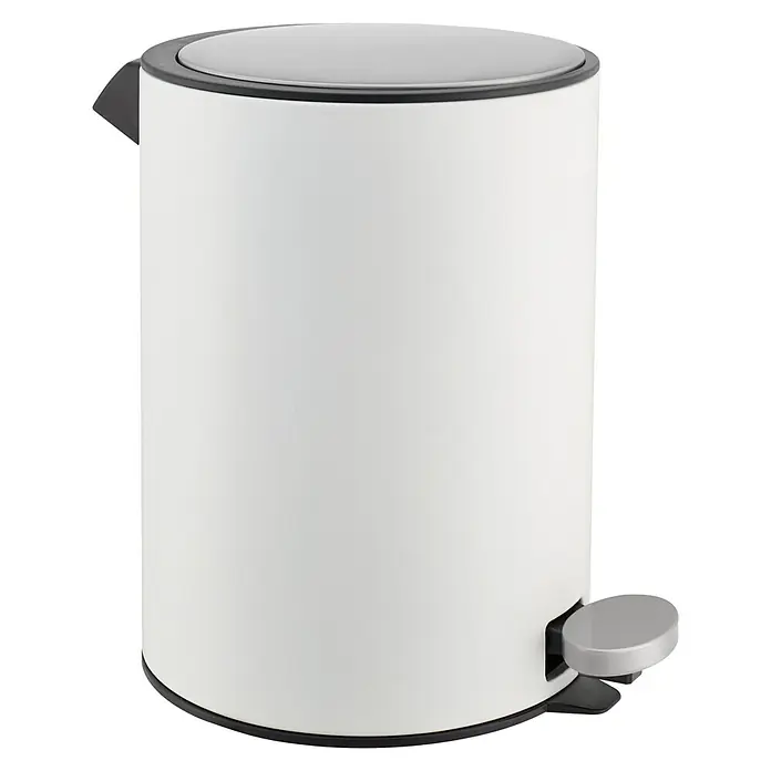 Diaqua Treteimer Elegance - Ø x H: 19,1 x 25,9 cm, Fassungsvermögen: 3 l, Stahl, Weiß - Diagonale Ansicht