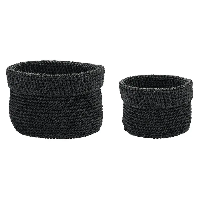 Diaqua Bad-Aufbewahrungskorb - Ø x H: 16 x 12 cm & 12 x 10 cm, Polypropylen, Schwarz, 2 Stk. - Vorderansicht