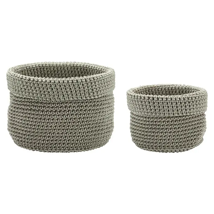 Diaqua Bad-Aufbewahrungskorb - Ø x H: 16 x 12 cm & 12 x 10 cm, Polypropylen, Taupe, 2 Stk. - Vorderansicht