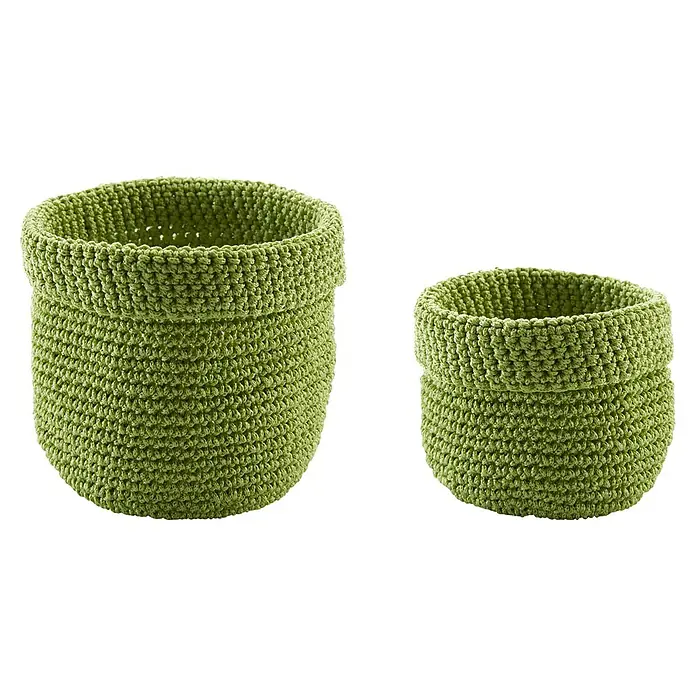 Diaqua Bad-Aufbewahrungskorb - Ø x H: 16 x 12 cm & 12 x 10 cm, Polypropylen, Grün, 2 Stk. - Vorderansicht