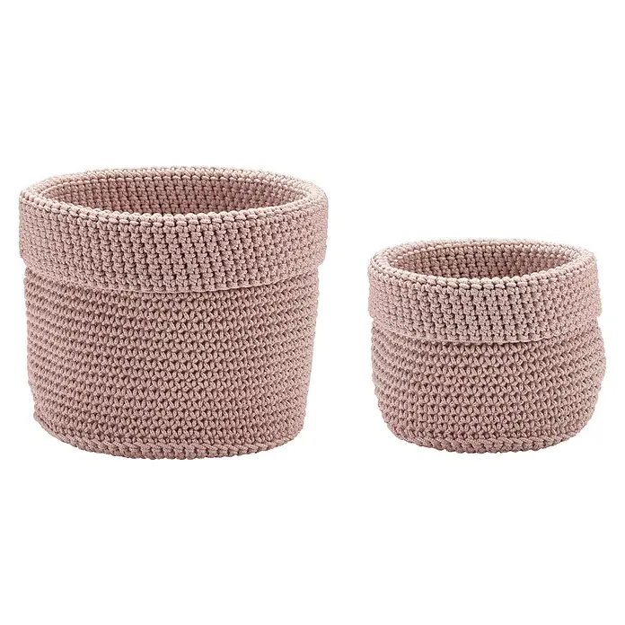 Diaqua Bad-Aufbewahrungskorb - Ø x H: 16 x 12 cm & 12 x 10 cm, Polypropylen, Rosa, 2 Stk. - Vorderansicht