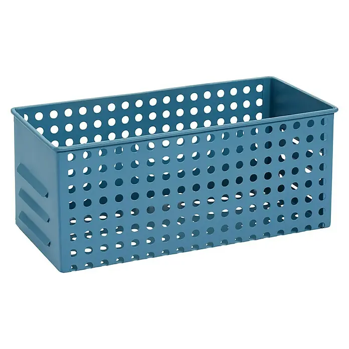 Diaqua Bad-Aufbewahrungskorb Samara - L x B x H: 19,2 x 9,3 x 8 cm, Metall, Blau - Diagonale Ansicht