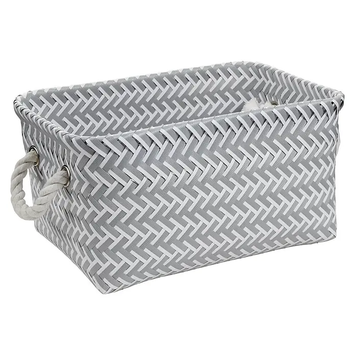 Diaqua Bad-Aufbewahrungskorb Wove - L x B x H: 31 x 21 x 16 cm, 9 l, Polypropylen, Pastell-Grau/Weiß - Diagonale Ansicht