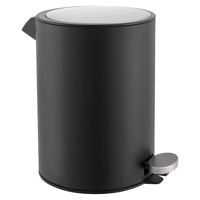 Diaqua Treteimer Elegance - Ø x H: 19,1 x 25,9 cm, Fassungsvermögen: 3 l, Stahl, Schwarz - Diagonale Ansicht