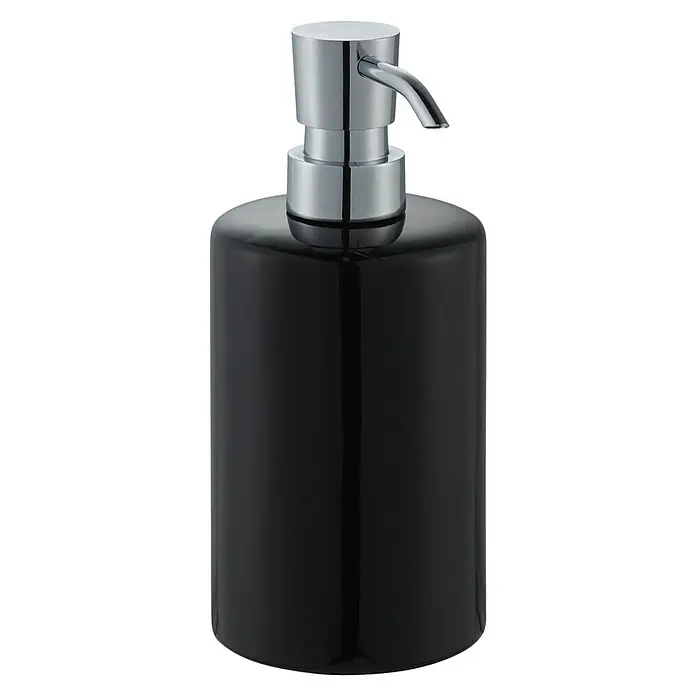 Diaqua Seifenspender Mix & Match - Ø x H: 7,5 x 17 cm, Keramik, Schwarz - Diagonale Ansicht