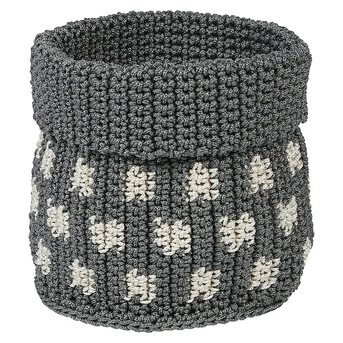Diaqua Bad-Aufbewahrungskorb Lina - Ø x H: 16 x 15 cm, Polypropylen, Grau/Weiß - Vorderansicht
