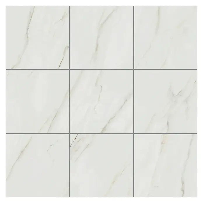 Feinsteinzeugfliese Calacatta Africa - 80 x 80 cm, Weiß, Glänzend - Vorderansicht