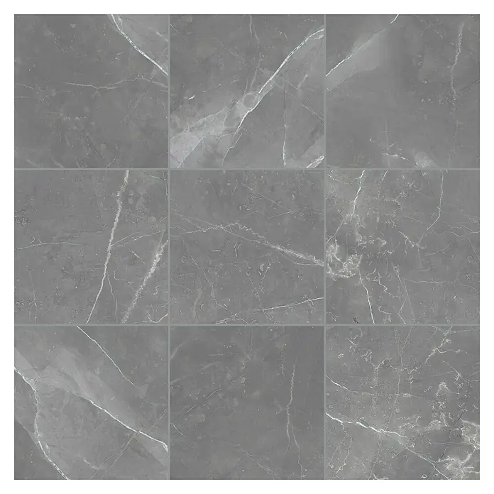 Feinsteinzeugfliese Amani Marble Light - 80 x 80 cm, Grau, Glänzend - Vorderansicht