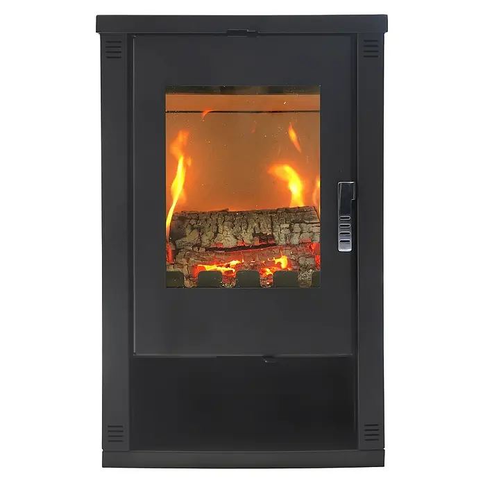 Kamin na drva Verso Lheia - 7,5 kW, Kapacitet grijanja prostorije: 120 m³, Crne boje - Pogled sprijeda