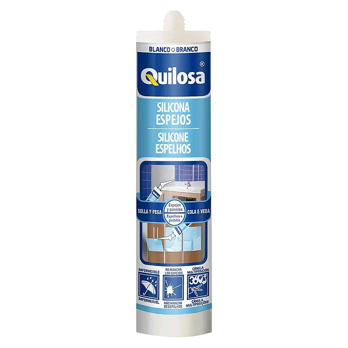 Quilosa Adhesivo para espejo silicona - 290 ml - Vista frontal