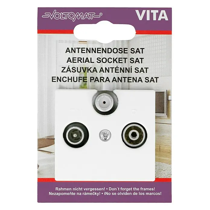 Voltomat VITA SAT-Antennendose - Alpinweiß, Kunststoff, Unterputz - Vorderansicht
