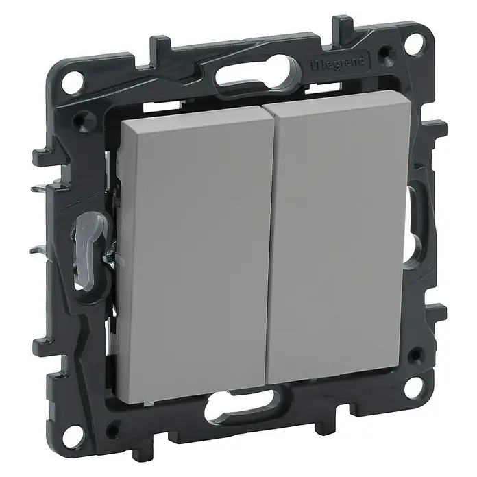 Legrand Niloé Step Conmutador doble - Aluminio, Montaje en la pared, Plástico