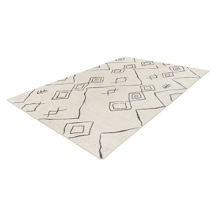 Kurzflorteppich Agadir - Ivory, 170 x 120 cm, 100% Polypropylen (Flor) - Diagonale Ansicht