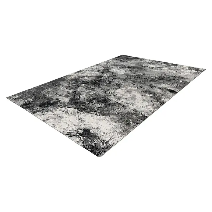 Kurzflorteppich Pablo 704 - Silber, 150 x 80 cm, 50% Polyester, 50% Polypropylen - Diagonale Ansicht